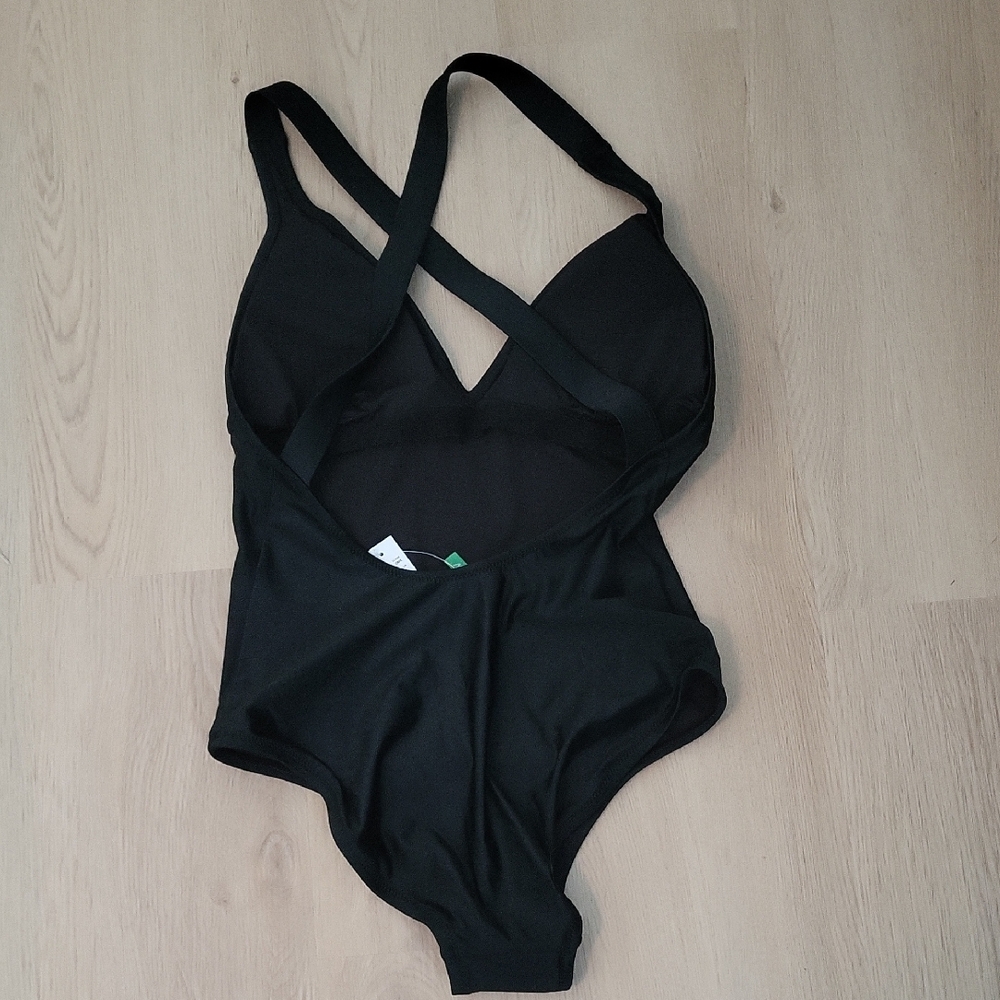 J. Crew Solid Deep V Neck Tank Swimsuit - Black - 6 - Picture 3 of 4